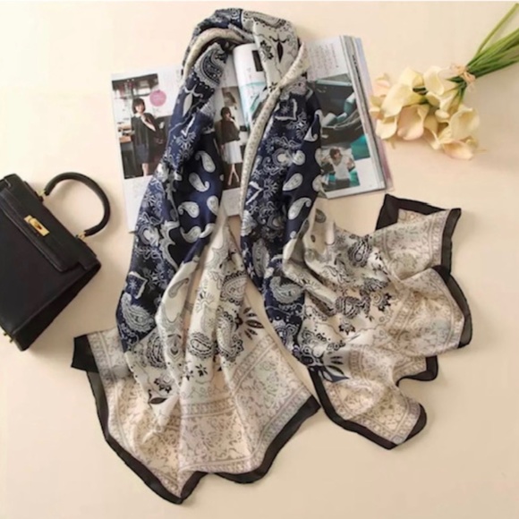 NWT SILK SCARF LUXURY STYLE STOLES WOMEN HEADBAND - Picture 1 of 8